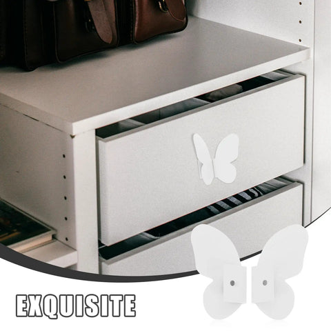 Butterfly Cabinet Handles Pair For Room Furniture White Decorative Drawer Pulls For Cabinets And Dressers Vintage Charm