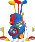 Toddler Golf Set With Upgraded Clubs And Shoulder Strap Carrier For Indoor Outdoor Play, Safe Durable Plastic Toys For Boys And Girls Ages 1 2 3 4, Perfect Gift For Little Golfers Who Love Mini Golf Action, with colorful club set in blue carrier