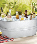 Two Pack Four Gallon Galvanized Ice Buckets With Handles For Parties Portable Beverage Tub Keep Bottles Cans And Ice Chill At Any Event