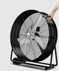 Straight Up Heavy Duty 48 Inch Electric Floor Fan Serving Silent Industrial Power and Smooth Tilting Adjustments for Kickin Commercial Cooling Airflow Indoors Or Outdoors with handle for easy transport.