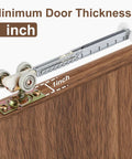 Heavy Duty Pocket Door Soft Close Bracket With One Inch Tri Wheel Hanger Rig For Seamless Bidirectional Glide No More Slamming Just Smooth As Butter Sliding Action Always showing 1 inch minimum door thickness with tri wheel hanger detail.