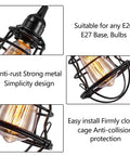 Close-up collage of Metal Light Cage Guard 4 Pack for pendant lights and wall lamps Edison bulb shield E26 E27 compatible.