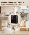 Chill Out Your Space With This Waterless Essential Oil Diffuser in various room settings like office, bathroom, and spa.