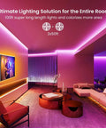 Ultra Bright 100 Ft RGB LED Light Strip With Bluetooth App Control Color Changing Rope Lights illuminating modern living room
