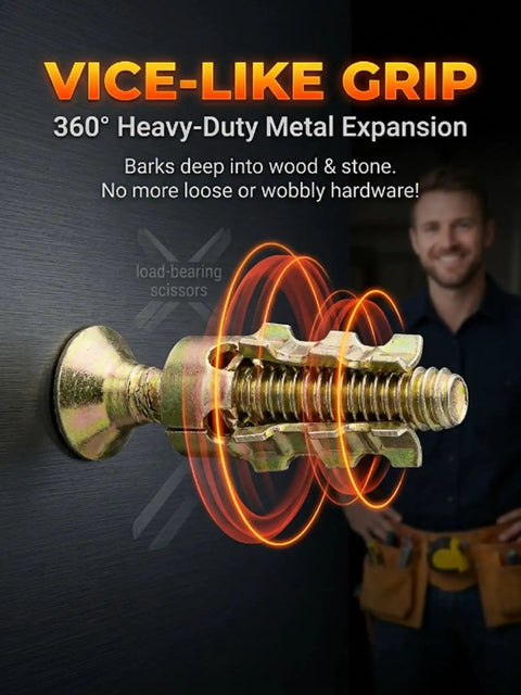 6x14mm Hinge Repair Screw And Expansion Anchor Kit For Wood And Stone Cabinets Self Drilling Screws For Heavy Duty Cabinet Door Hinge Thread Repair And Stripped Thread Restoration With Steel Hollow Short Wall Anchors, cutaway