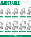52-piece 304 stainless steel fuel line clamp set with 10 sizes (7-18 mm) for automotive hoses
