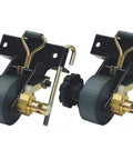 Beefy Ratchet Tie Downs For Square Tube Ladder Racks With Double J Hooks Set Of 2 500 Lb Working Load Limit For Trailer And Pickup Truck Cargo Control Black, close-up view of mounting brackets and straps.