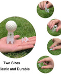 Pro Grade Indoor Golf Tees For Practice Mats Pack Of 20 10 Tall And 10 Short White Tees Durable Plastic Tees display