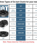 Diagram comparing 10T, 11T, 12T Go Kart Clutch 0.75 Inch Bore 10 Tooth For 40 41 420 Chain Predator 212 Centrifugal Clutch Compatible