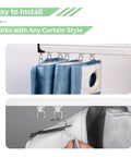Heavy Duty Aluminum Curtain Track System With Adjustable Ceiling Or Wall Mount 3 Feet To 6 Feet Roller Hooks For Grommet And Pleated Drapes White Finish Built To Last, shown with hooks and curtain panels
