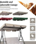 Porch Swing Canopy Replacement Waterproof UV Resistant 300D Heavy Duty Rip Proof Garden Hammock Top Cover Green