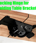 Close-up of 4 Pack Heavy Duty Folding Brackets With 0 90 180 Degree Self Lock Hinges And Screws For Folding Table Legs in black steel.