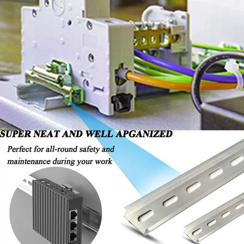 Two Piece Aluminum DIN Rail Slotted For Hardware Component Mounting RoHS Compliant 13 Inches Long 35mm Wide 7.5mm High