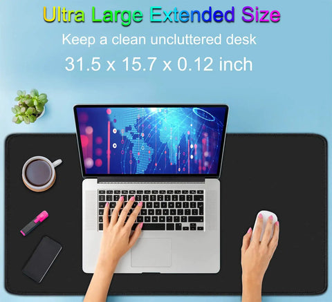 Ultra Large Extended Gaming Mouse Pad With Stitched Edges And Non Slip Natural Rubber Base For Esports Pros And Everyday Desk Setup, Waterproof Keyboard Mat Measuring 31.5 By 15.7 Inches, Pro Grade, Ideal For Gaming And Office with laptop setup