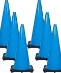 JBC Revolution Series Traffic Cones Sky Blue 28 Inch Height Pack Of 6 Durable PVC Construction With Heavier Base in image