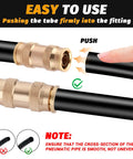 5 Piece 5/8 Inch Quick Push To Connect Brass Fittings Union Straight DOT Approved Air Line Adapter Set demonstration image