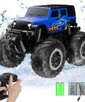 Blue Amphibious RC Car For All Terrain Fun Beasts On Wheels 1 To 16 Scale 2.4GHz Remote Control Monster Truck with batteries and remote