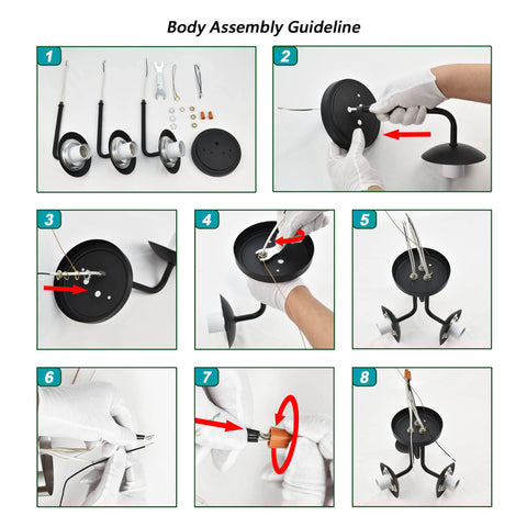 Assembly instructions for 3 Light Dope Matte Black Semi Flush Mount Ceiling Light Fixture Modern Globe Sputnik Chandelier