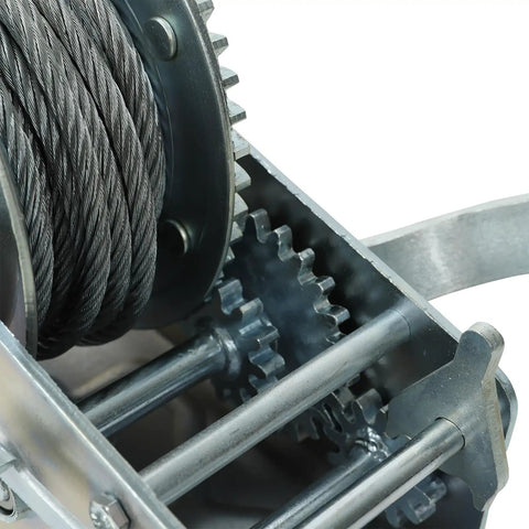 Beefy 3500 Lb Hand Winch With 33 Foot Cable Hardened Steel Dual Gear Manual Crank Winch For ATV RV Boat Trailer Truck Marine Use With Hook Built To Tackle Tough Lifts