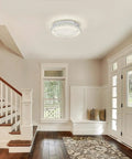 Crystal Ceiling Light With Memory Function Dimmable LED Chandelier 14 Inch in hallway.