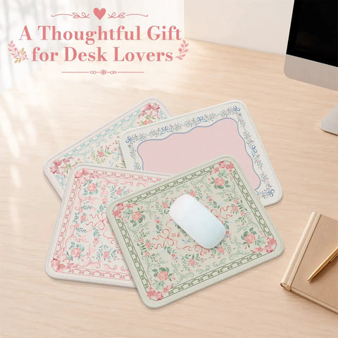 Coquette Floral Mouse Pad Blue Aesthetic Vibe Desk Mat Non Slip Small Mouse Pad for Laptop and PC Portable Travel Size