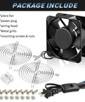 Beefy 6 Inch Axial Fan 110V 120V AC 150x50mm Metal Cooling Fan package with power plug, grills, screws for DIY use