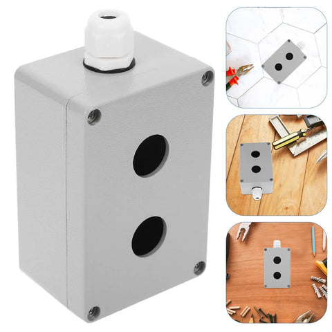 Aluminum Control Switch Box With Two Holes, Outdoor Switch Console Case, Emergency Stop Push Button Station, Built Tough For Industrial Electrical Panels on wall
