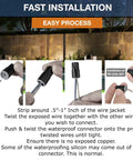 Premium Pro-Grade Waterproof Twist-On Wire Connectors 50 Pack 8-22 AWG Grey Silicone-Filled, installation instructions.