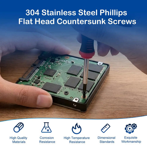 M6 X 12mm Phillips Countersunk Machine Screws 304 Stainless Steel Set 35 Pack Flat Head Hardware for Electronics and DIY Projects Durable Corrosion Resistant Easy Installation, for circuit board repair