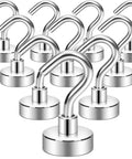 Boss Grade Magnetic Hooks 10 Pack Silver 30lb Grip for travel organization and home use, featuring strong magnetic bases.