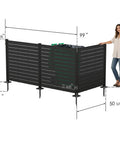 Outdoor Privacy Screen Kit 50 Inch Wide By 48 Inch High Black 3 Panel Fence Panels With Aluminum Posts For Air Conditioner