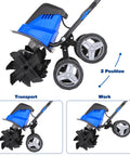 Powerful 16 Inch Corded Garden Tiller Cultivator With A Thirteen Point Five Amp Motor 6 Steel Tines Adjustable Wheels