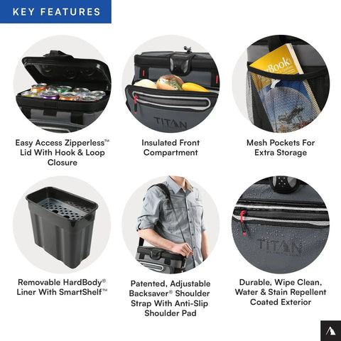 Soft Sided Cooler With Hard Body Liner And Smart Shelf Insulated Bag For Lunch And Travel, 16 Can Capacity, features and design