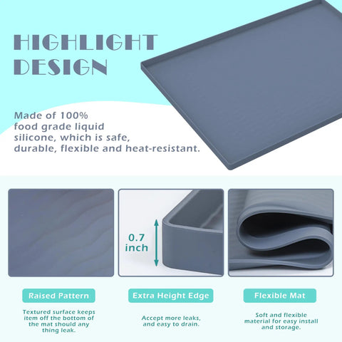 Under Sink Mat Silicone Waterproof 31x22 Inches for Kitchen and Bathroom, showcasing silicone texture, thickness, and flexibility.