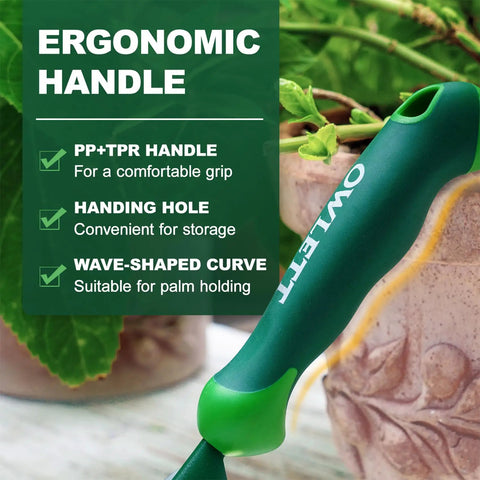 Ergonomic handle of Workhorse 5 In 1 Garden Trowel Weeder Tool with soft grip, suitable for easy handling in garden tasks.