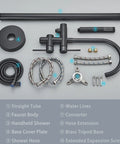 Components of Oil Rubbed Bronze Floor Mounted Bathtub Faucet With Go-To Free Standing Design Hot And Cold Water Taps