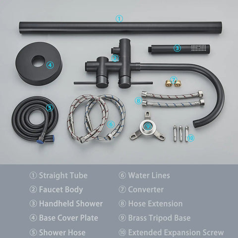 Components of Oil Rubbed Bronze Floor Mounted Bathtub Faucet With Go-To Free Standing Design Hot And Cold Water Taps