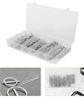 Stainless Steel Cotter Pins Assorted Sizes for Trailer Hitches and Tractor Maintenance, Durable U Shaped Pin Clips in a plastic box