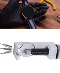 Watch Chain Link Remover Kit With Spring Bar Tool And Pin Replacements for band adjustment next to a blue watch strap
