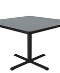 Gray Granite Top 42 Inch Square Bar Table With Black Cast Iron Base And Steel Column For Cafe And Break Room High Pressure Laminate Top