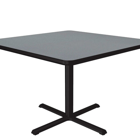Gray Granite Top 42 Inch Square Bar Table With Black Cast Iron Base And Steel Column For Cafe And Break Room High Pressure Laminate Top