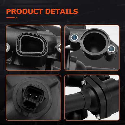 Close-up of Engine Coolant Thermostat Housing Assembly For Dodge Journey Avenger Compass Patriot Caliber Sebring Four Cylinder 2.4L 2.0L