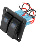 12-24V Boat Switch Panel Illuminated Rocker Switch Aluminum Prewired Dash Panel With 2 Gang Toggle Switches On Off 5 Pin LED