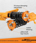Beefed-Up Coilover Suspension Kit For Acura RSX 2002-2006 And Honda Integra DC5 2001-2006 With 24-Position Adjustable Dampers shown.