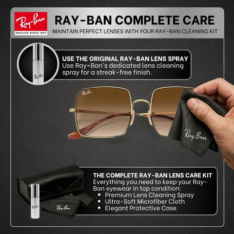 RB1971 Square Shape Stylish Sunglasses For Women Non Polarized With Clear Gradient Brown Lenses Includes Official Eyewear Kit display with cleaning kit