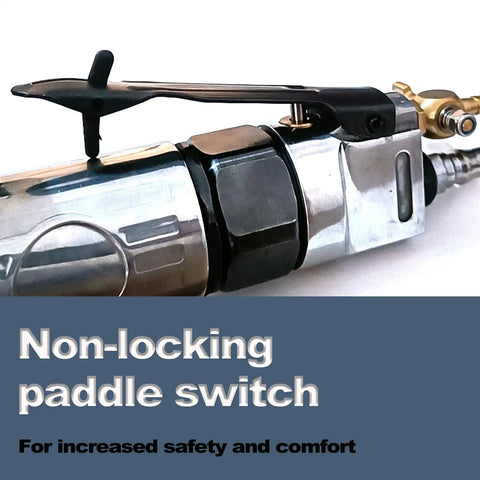 Close-up of non-locking paddle switch on 4-1/2 Inch Pneumatic Beast Wet Stone Polisher And Grinder For Polishing Concrete Metal And Tile