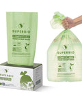 Heavy Duty 13 Gallon Compostable Kitchen Trash Bags Fifty Count Flat Top Bpi Certified Biodegradable Eco Friendly Liners in box and bag.