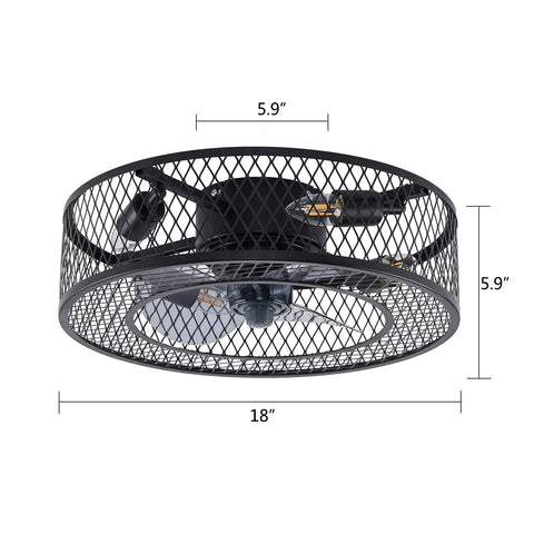 Enclosed Caged Ceiling Fan With Light Remote Control 3 Speed Adjustable Industrial Fandelier For Living Room Bedroom Kitchen Dope Modern Look Energy Efficient And Whisper Quiet Needs 4 E27 Bulbs Not Included Fits 7.5 To 11.5 Ft Ceilings