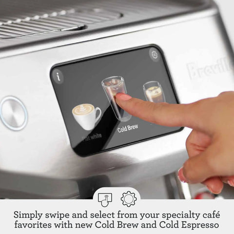 Oracle Jet Semi Automatic Espresso Machine Featuring Precise Heat Control with touchscreen selection for Cold Brew mode.