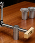 Desktop Vise Clamp For Workbench Boss Bench Dog Ratchet Clamp CNC Machined Precision Tool 19mm Fit Stainless Steel With Brass Bits Built For Makers DIY Hobbyists And Carpenters on wood table